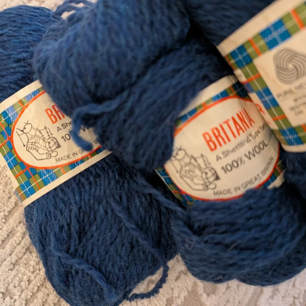 6 VTG Unger BRITANIA 100% Shetland Type WOOL YARN~Blue , 1 6/10 Oz, Kobalt- SALE